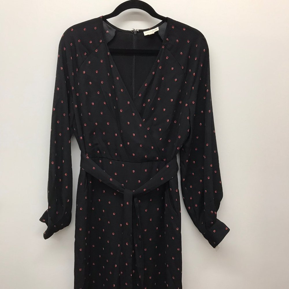 Maison Jules Women's 6 Jumpsuit Black Ladybug Surplice Neck Wide Leg Jumpsuit 6 - Picture 3 of 11